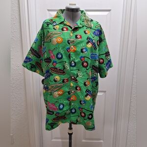 Hawaiian Shirts R US Green Billiard Print Men's Shirt